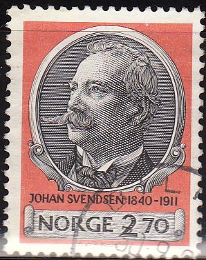 z vendido Noruega 1990 Scott 0982 Sello º Personaje Johan Severin Svendsen Compositor Timbre Norge, Norvège, francobollo Norvegia, Stamp Norway 